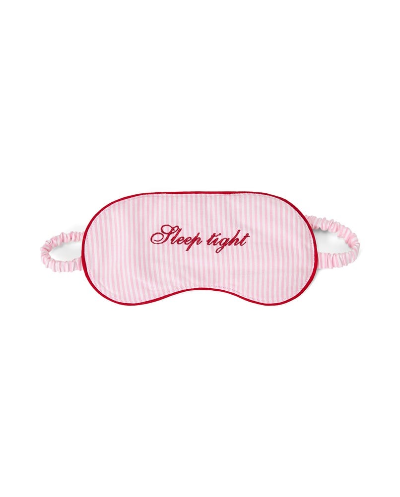 Opaska do spania Pinstriped organic cotton sleep mask, pink/white Lexington